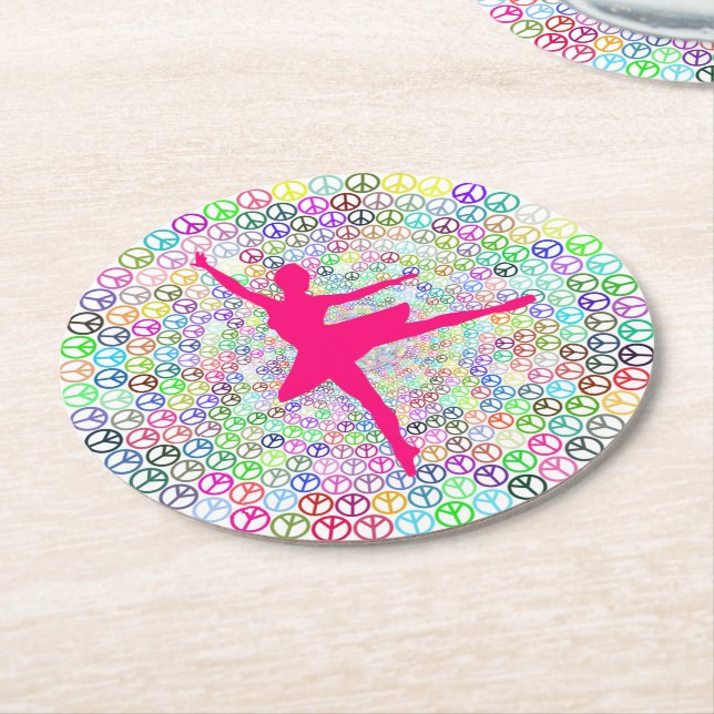 Dance for Peace   Round Paper Coaster (Angled)