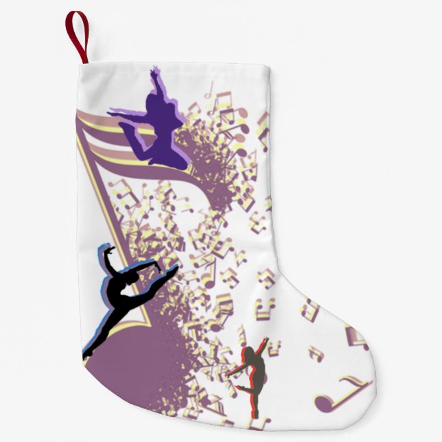 Dance Genres silhouettes and Music Small Christmas Stocking (Front)