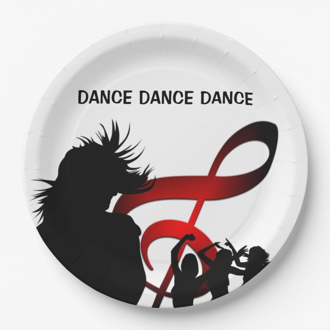 Dance Girl Modern Party Paper Plates (Front)