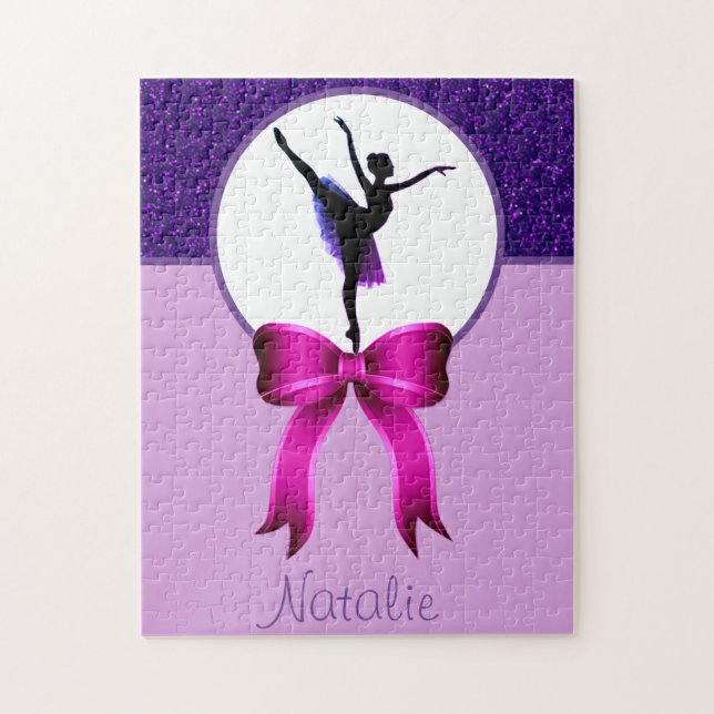 Dance Girls Glitter and Bow Purple Jigsaw Puzzle (Vertical)