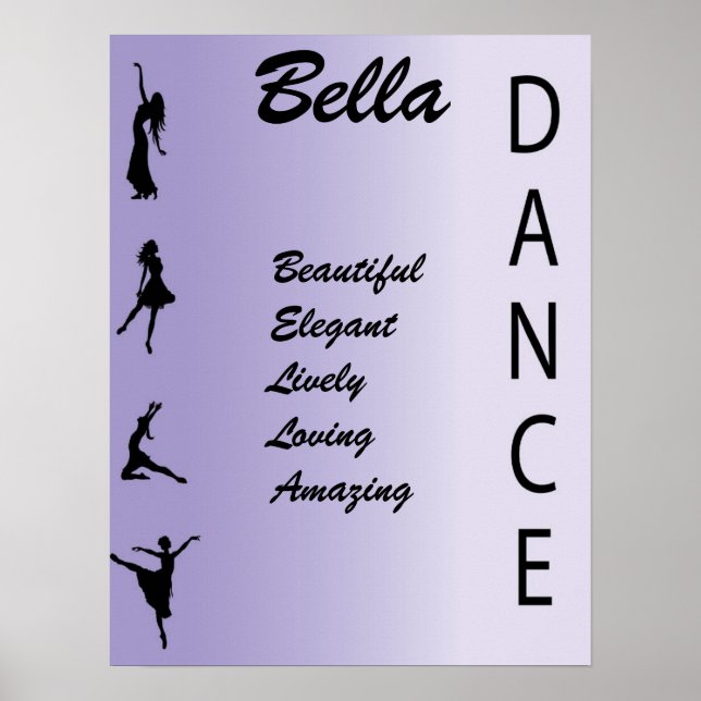 Dance Girls Name Art Wall Print Poster (Front)