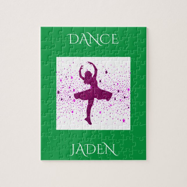 DANCE girls puzzle with personalized name. (Vertical)