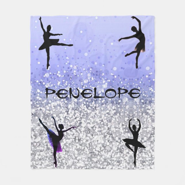 Dance Girls Sparkly Ballerina Blanket w/ her name (Front)