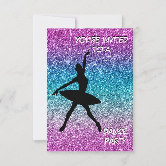Dance Glitter Ombre Birthday Party Invitation (Front)