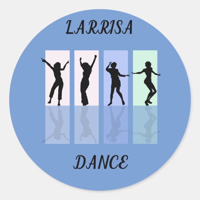 Dance glossy stickers. Personalized name. Classic Round Sticker (Front)