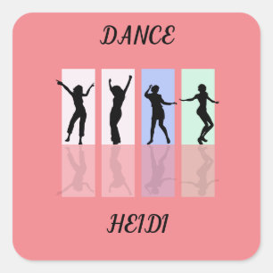 Dance glossy stickers. Personalized name. Square Sticker