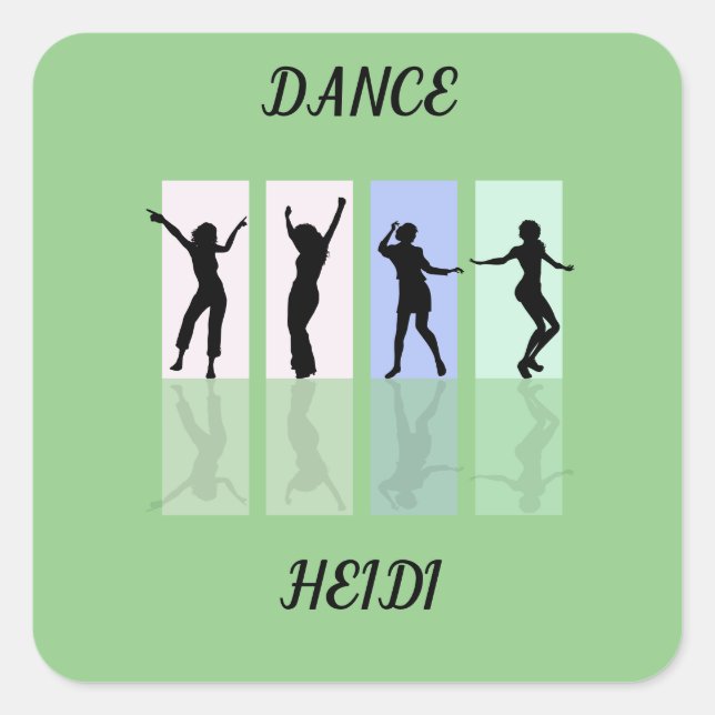 Dance glossy stickers. Personalized name. Square Sticker (Front)