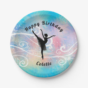 Dance Happy Birthday Ballerina Swirl Paper Plate