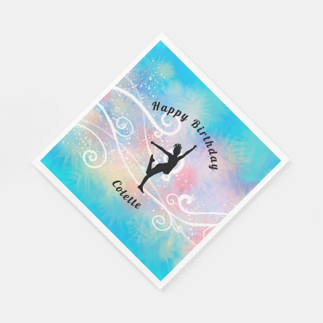 Dance Happy Birthday Custom Swirl Napkins (Corner)