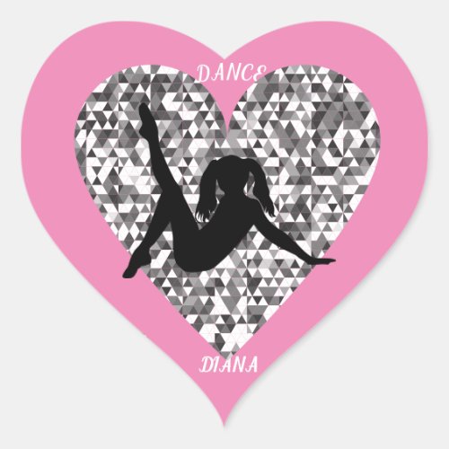 Dance heart stickers personalized