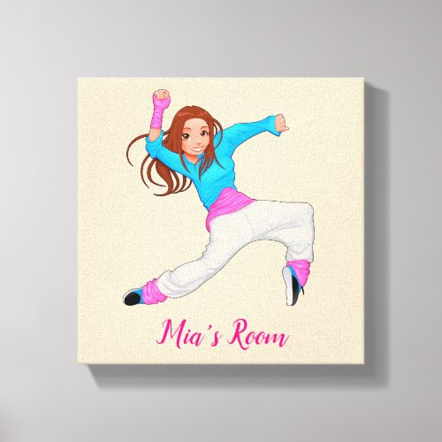 Dance hip hop girls name bedroom canvas print