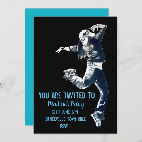 Dance hip hop modern dance party invitation