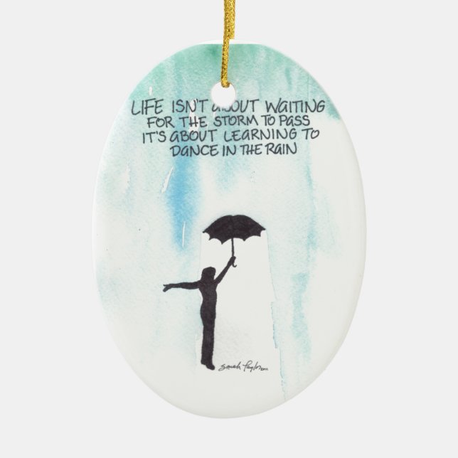 Dance In The Rain Ceramic Ornament (Front)
