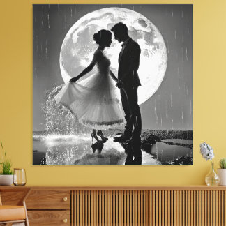 "Dance in the Rain – Moonlit Romance" Canvas Print