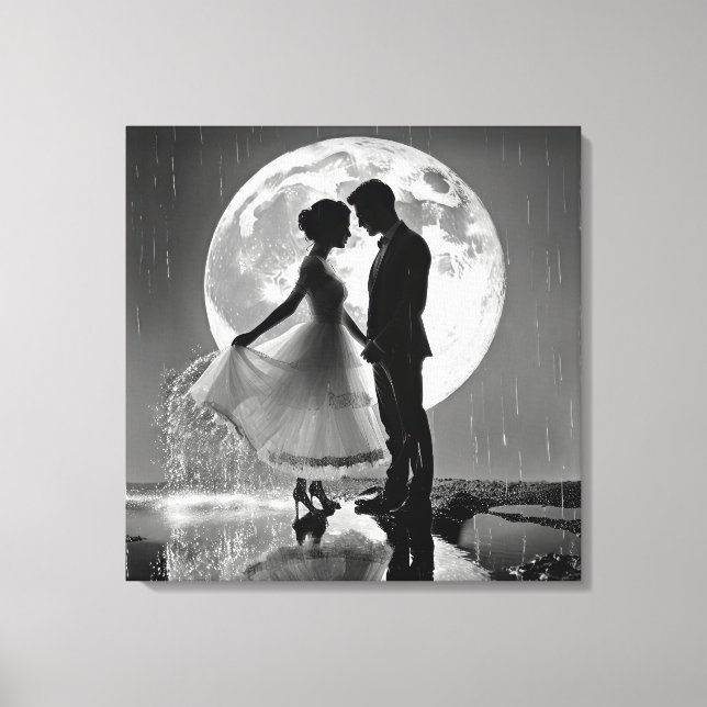 "Dance in the Rain – Moonlit Romance" Canvas Print (Front)