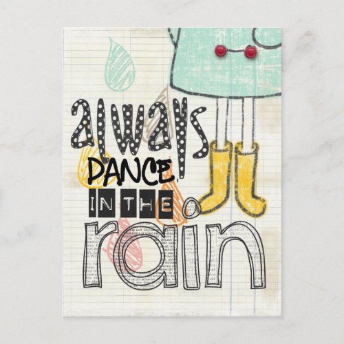 dance in the rain postcard