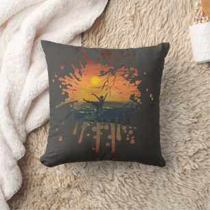 Dance in the Sunset Glow handmade artwork Throw Pillow