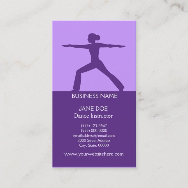 Dance Instructor Business Card Template (Front)