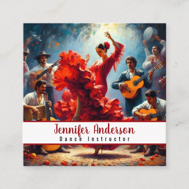 Dance Instructor Flamenco Band Square Business Card (Front)