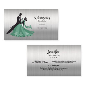 Dance Instructor Studio Dancer Silhouette Business Card