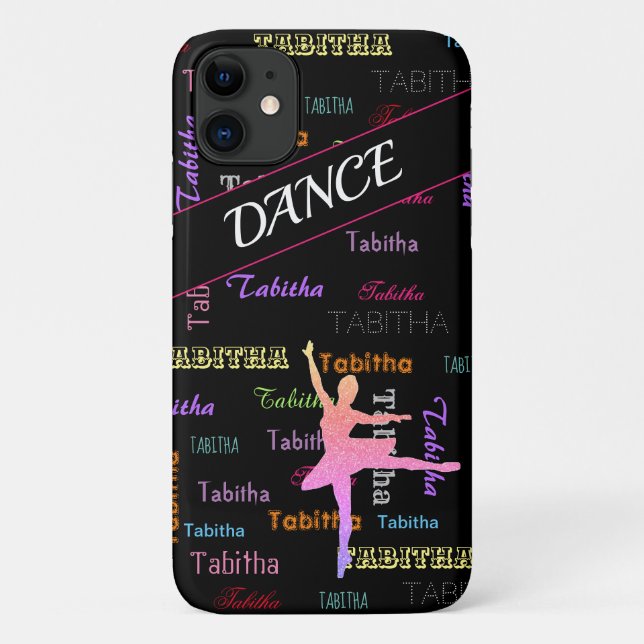 Dance iPhone Case with Personalized Name All Over  (Back)