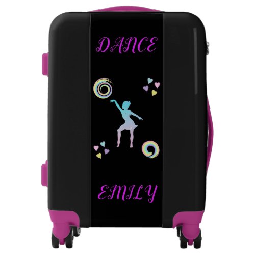 Dance kids luggage with hearts  swirls