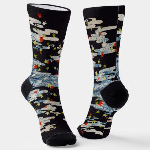 DANCE KIMONO,RUNNING WATER,FALLING LEAVES Floral  Socks