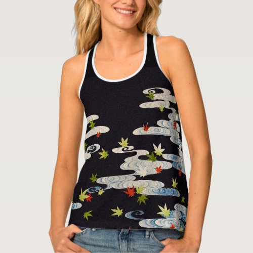 DANCE KIMONORUNNING WATERFALLING LEAVES Floral  Tank Top