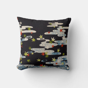 DANCE KIMONO,RUNNING WATER,FALLING LEAVES Floral Throw Pillow