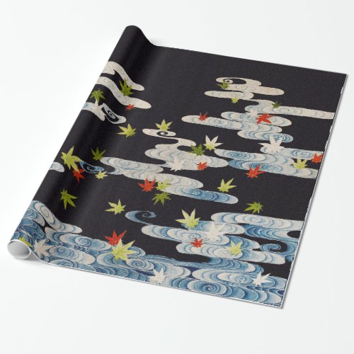 DANCE KIMONORUNNING WATERFALLING LEAVES Floral Wrapping Paper