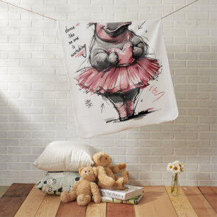 Dance Like No One is Watching Cute Ballet Hippo Baby Blanket