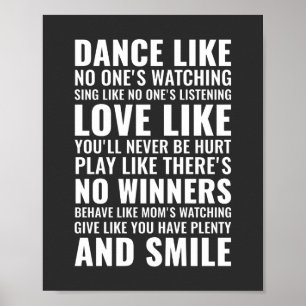 Dance like no one's watching Inspirational Quote Poster