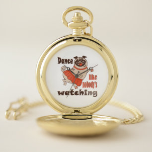 Dance like nobody is watching girly Pug Dog Pocket Watch