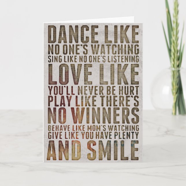 DANCE LIKE NOONES WATCHING motivational quote Card (Front)