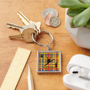 Dance like Piet Mondrian Modern Art Keychain