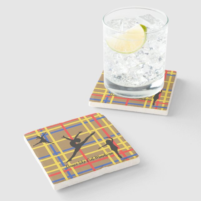 Dance like Piet Mondrian Modern Art  Stone Coaster (Side)