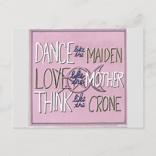 "Dance, Love, Think" Handpainted Postcard (Front)