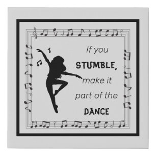 Dance Lover Inspirational Quote with Musical Notes Faux Canvas Print