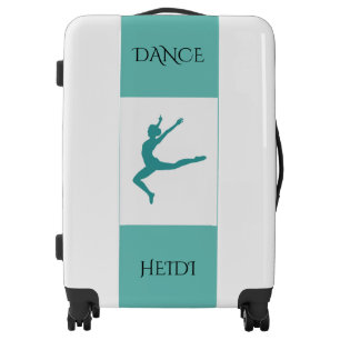 Dance luggage with personalized name.