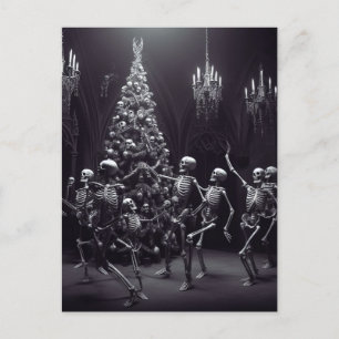 dance macabre Christmas Skeletons around the tree Postcard