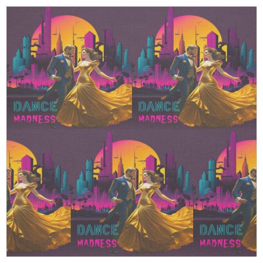 Dance Madness Couple In The Streets of Neon City Fabric