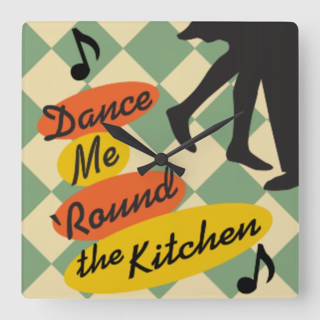 Dance Me Round the Kitchen Retro clock (Front)