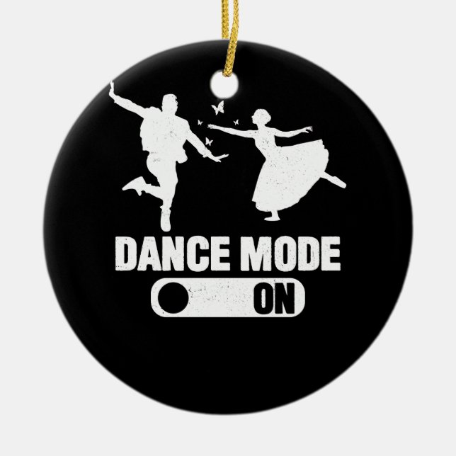 Dance Mode ON Cute Dancer Together Matching Couple Ceramic Ornament (Front)