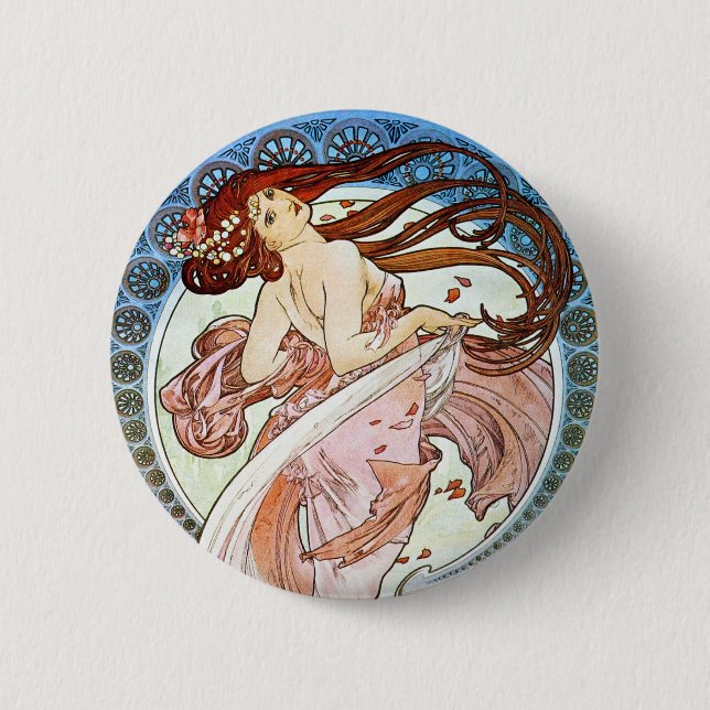 Dance, Mucha Pinback Button (Front)