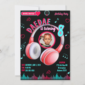 Dance Music Birthday Party Invitation Version