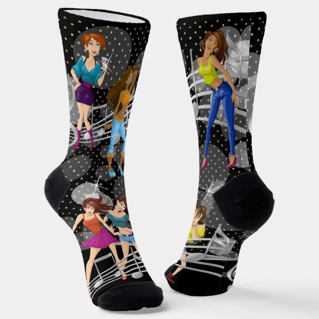 Dance Music Girls  Socks (Angled)