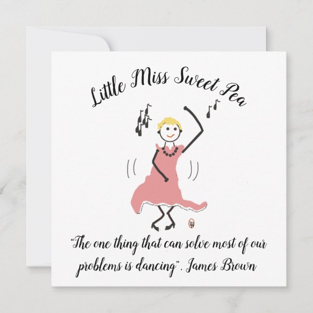 Dance Note Card w Little Miss Sweet Pea (Front)