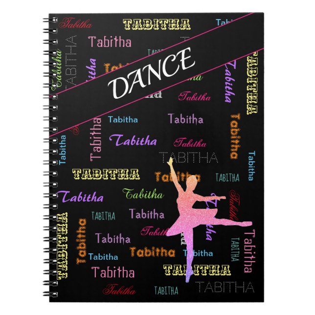 Dance Notebook with Personalized Name All Over  (Front)