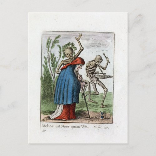 Dance of Death _ The Old Woman _ 1816 Color Print Postcard