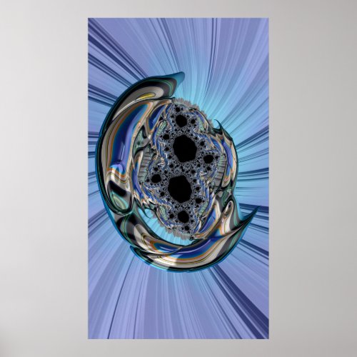 Dance of the Blue Dolphin Fractal Abstract Poster